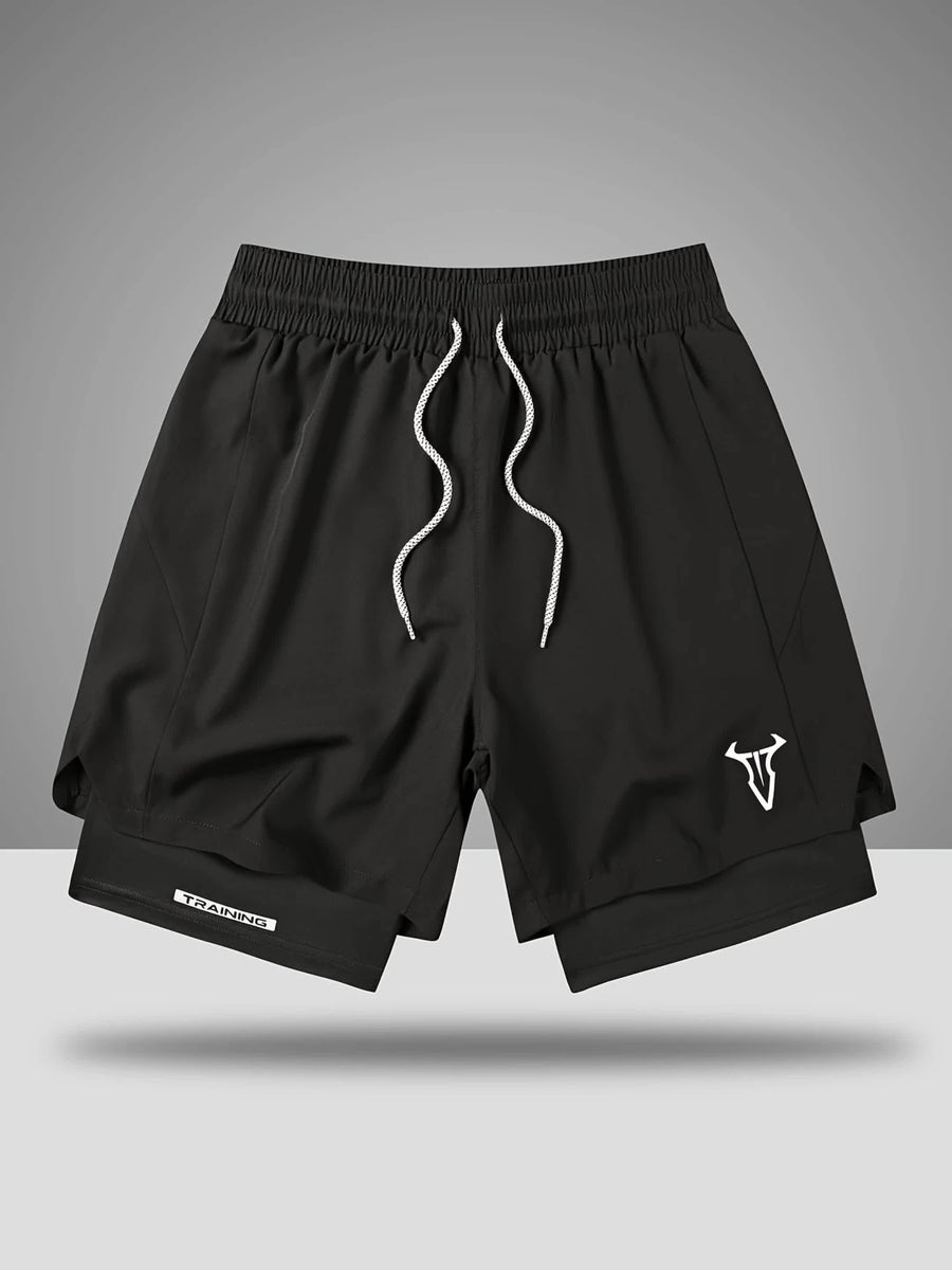 Herr Träningsshorts Sport Regular Fit med Fickor och Geometriskt Mönster