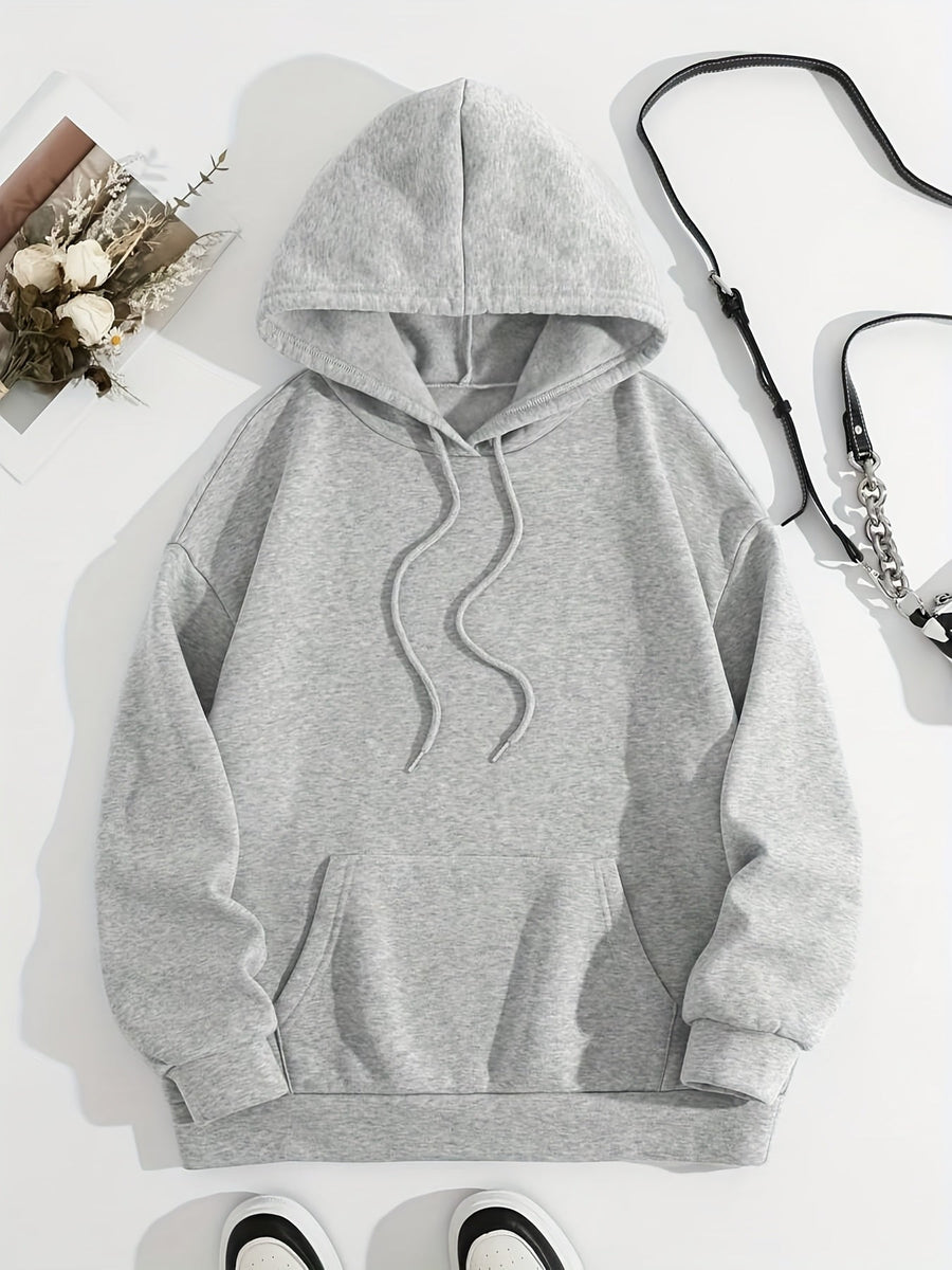 Ljusgrå hoodie med kattryck och huva för unisex