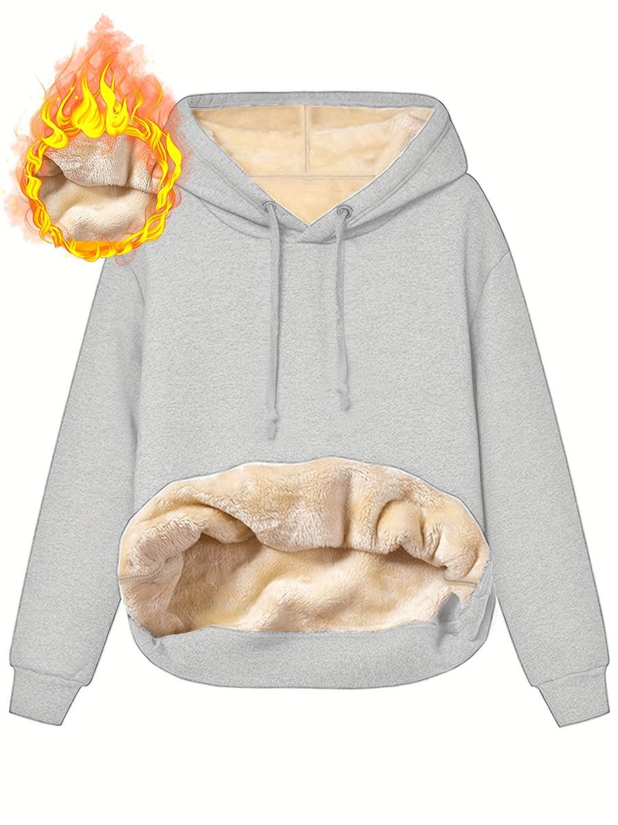 Fleecefodrad huvtröja med känguruficka och dragsko – Varm och mysig hoodie