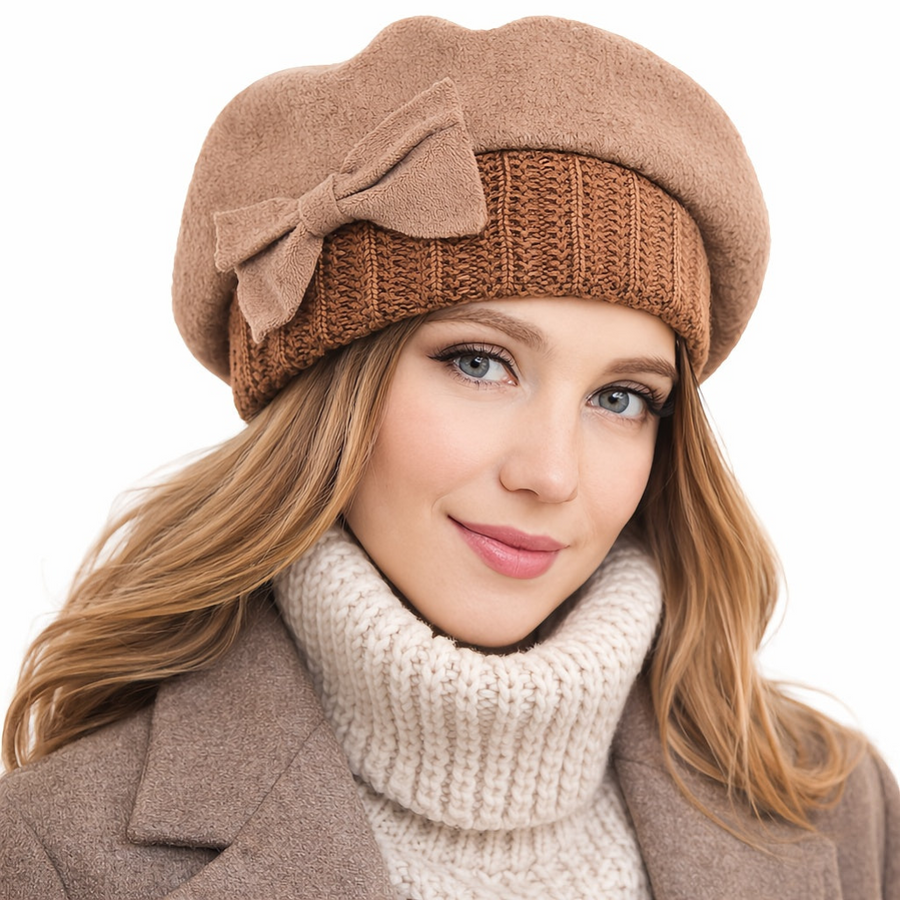 Women's Bow Accent Beret Hat