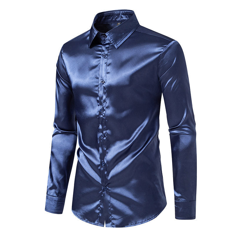 Ian – Satin skjorta i solid färg
