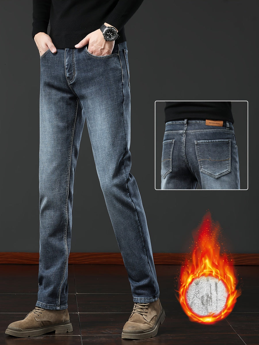 Jeans med foder för herr, blågrå eller mörkgrå