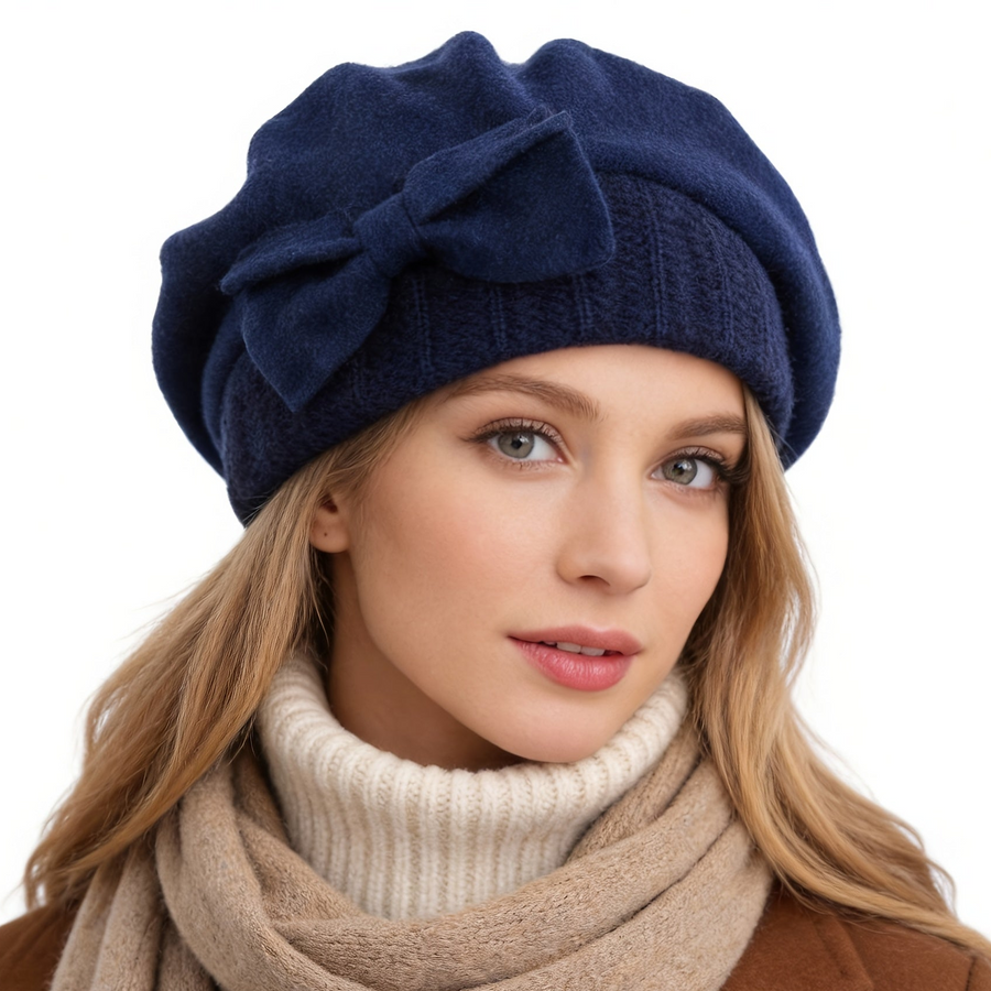 Women's Bow Accent Beret Hat