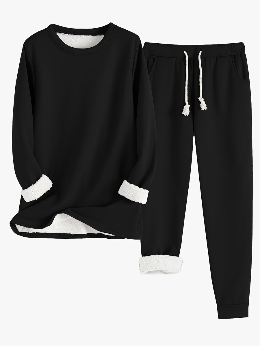Women's Fleece-Lined Sweatshirt & Jogger Set