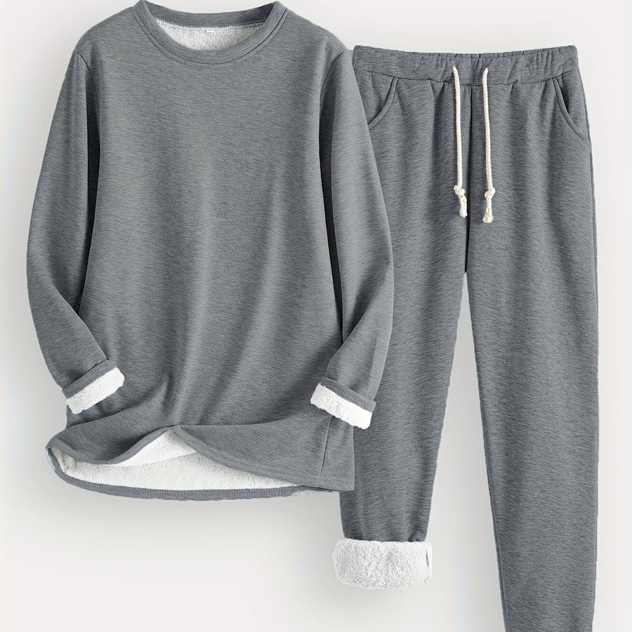 Women's Fleece-Lined Sweatshirt & Jogger Set