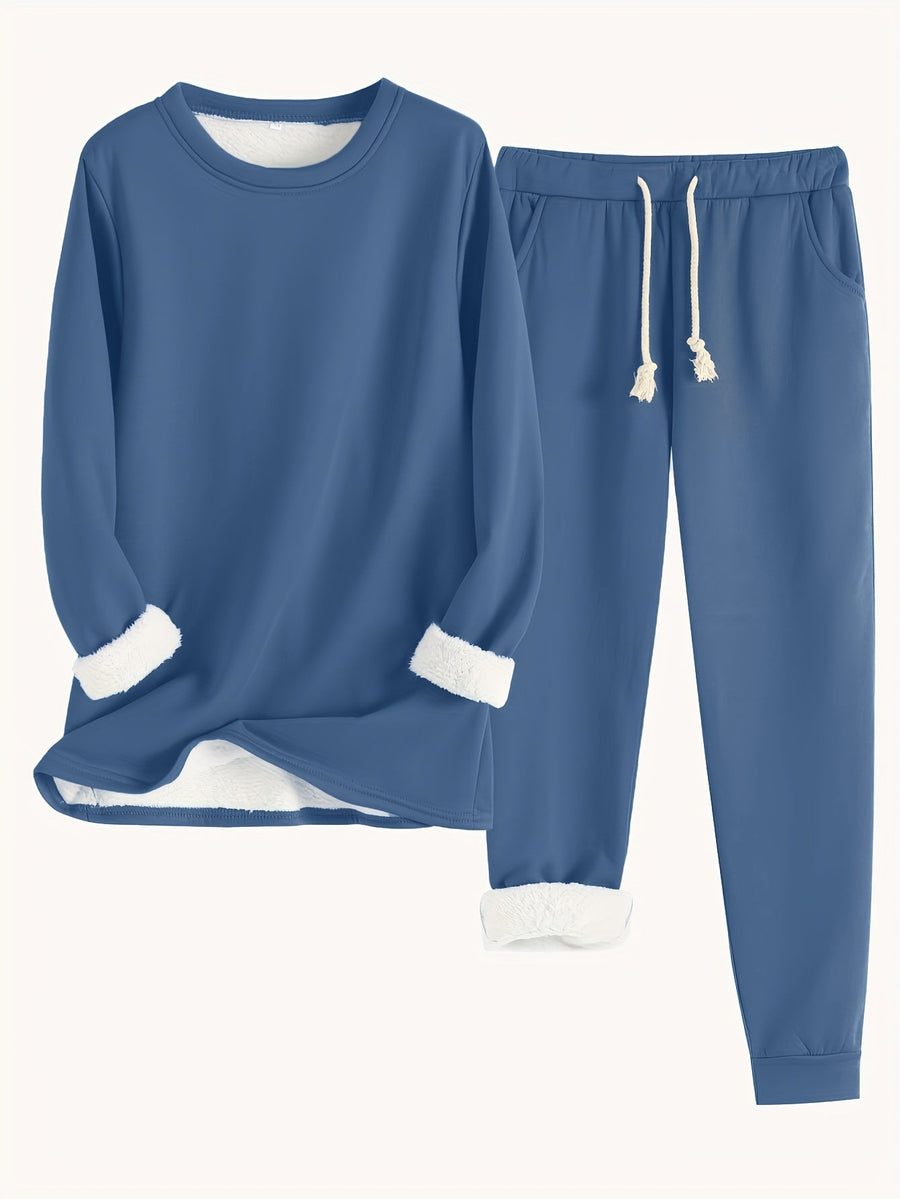 Women's Fleece-Lined Sweatshirt & Jogger Set