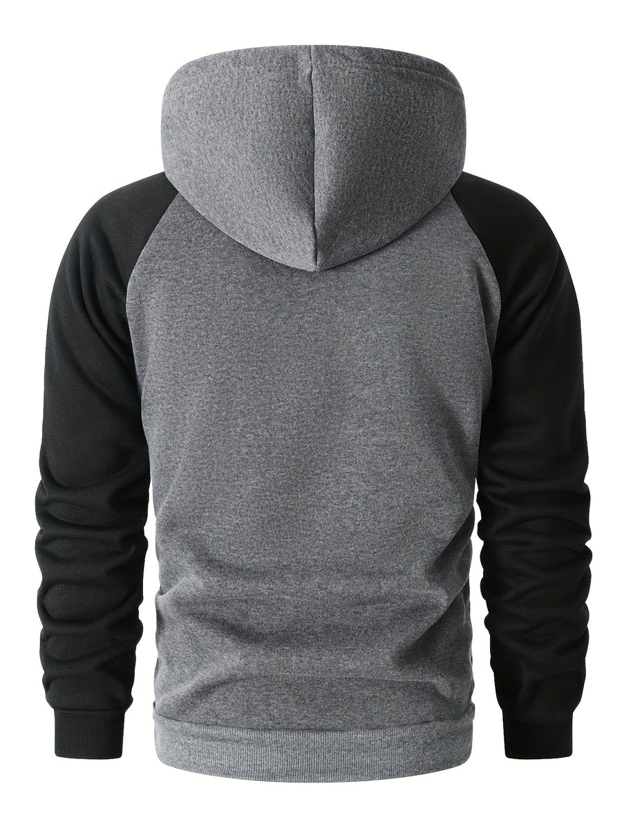 Hoodie med raglanärm och känguruficka, tvåfärgad