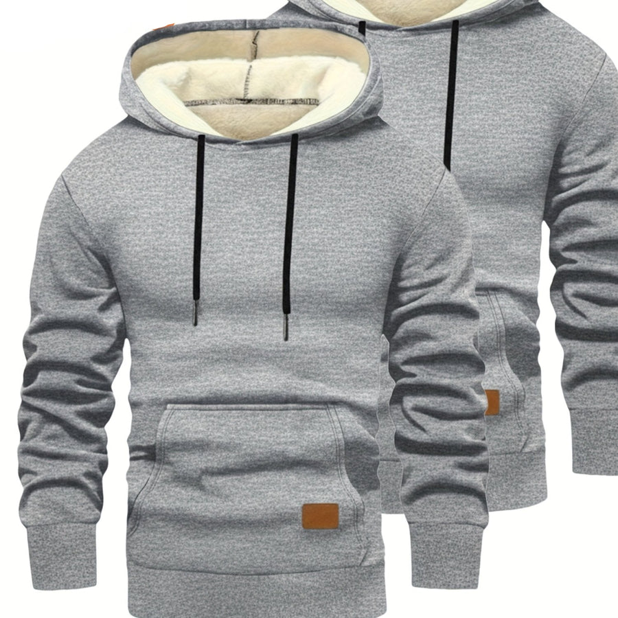 Unisex Hoodies med Fleecefoder, 2-pack, Loose Fit, Svart och Mörkgrå