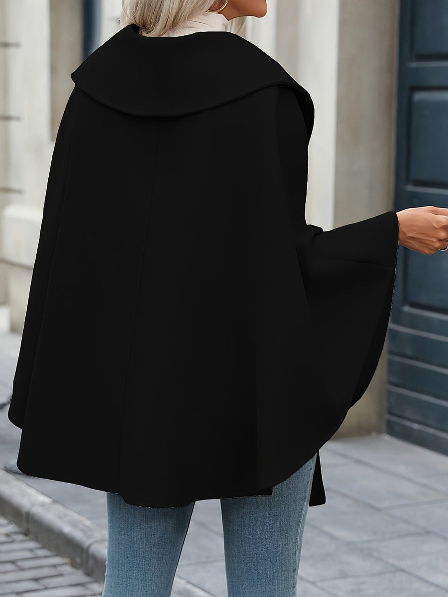 Brun kappa ponchostil med huva och skärp