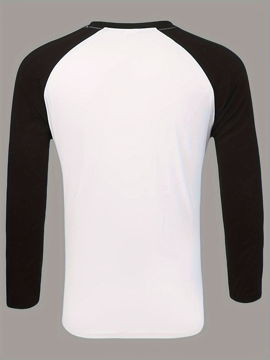 Herr T-shirt Raglan Långärmad Tvåfärgad Rund Hals