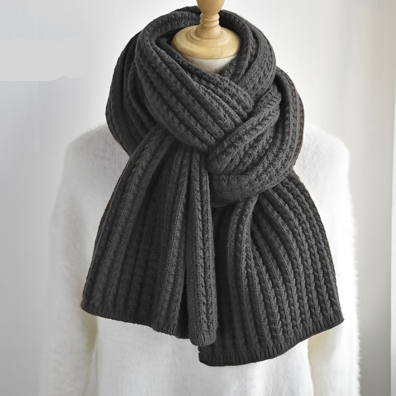 Stickad Halsduk med Ribbad Textur