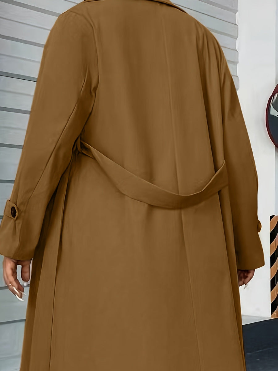 Dam Trenchcoat Lång Dobbeltknäppt med Krage och Manschetter