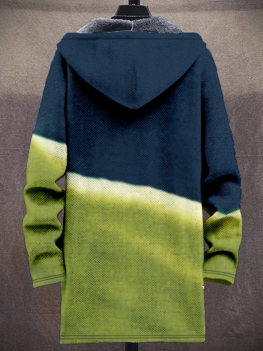 Unisex Lång Parkas med Vågmönster och Fuskpälsfoder
