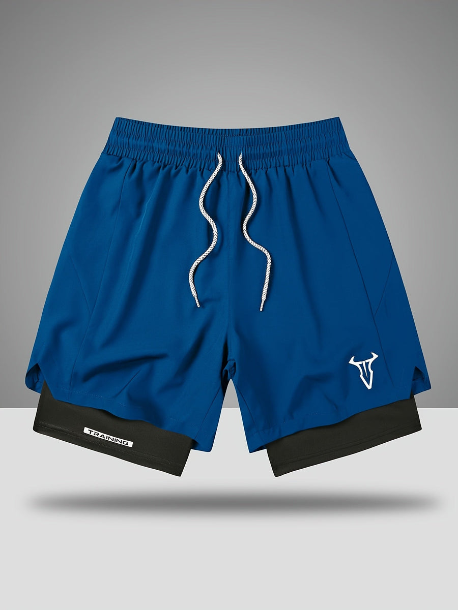 Herr Träningsshorts Sport Regular Fit med Fickor och Geometriskt Mönster