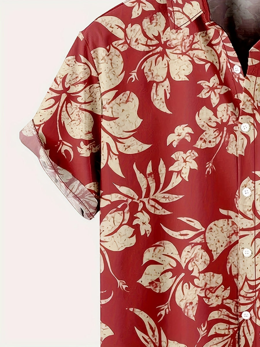 Herr Skjorta Hawaii-Style Blommig Kortärmad Sommar Semester