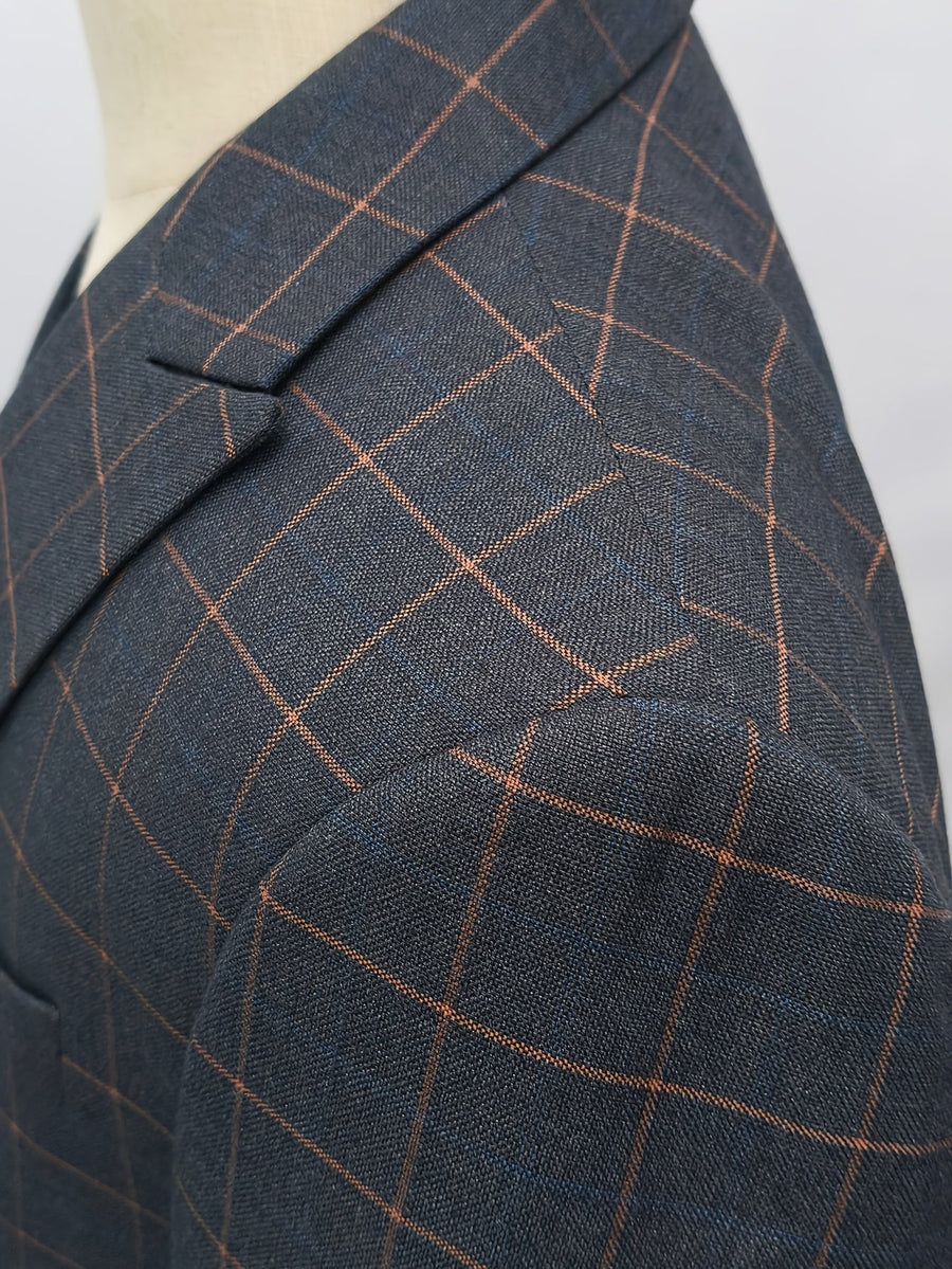 Rutig Herrkostym i Tre Delar Grå Dubbelknäppt Västar Slim Fit