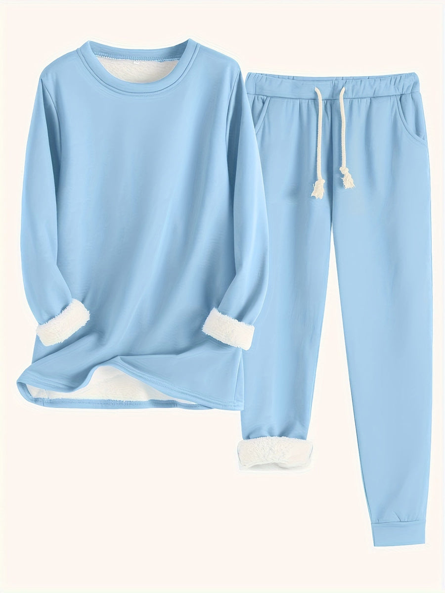 Women's Fleece-Lined Sweatshirt & Jogger Set