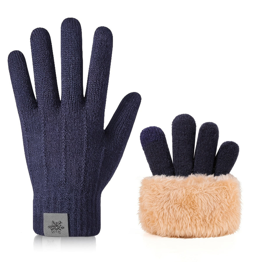 Stickade Vinterhandskar med Foder och Pekskärmsfunktion