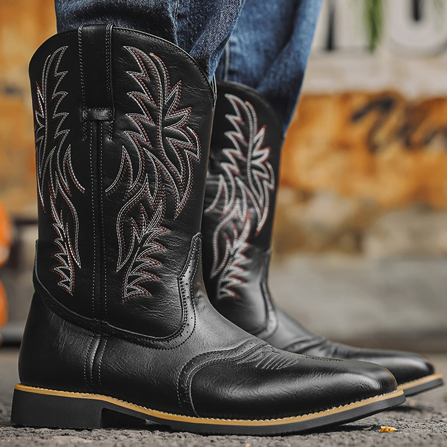 Klassiska herr cowboykängor med broderade detaljer