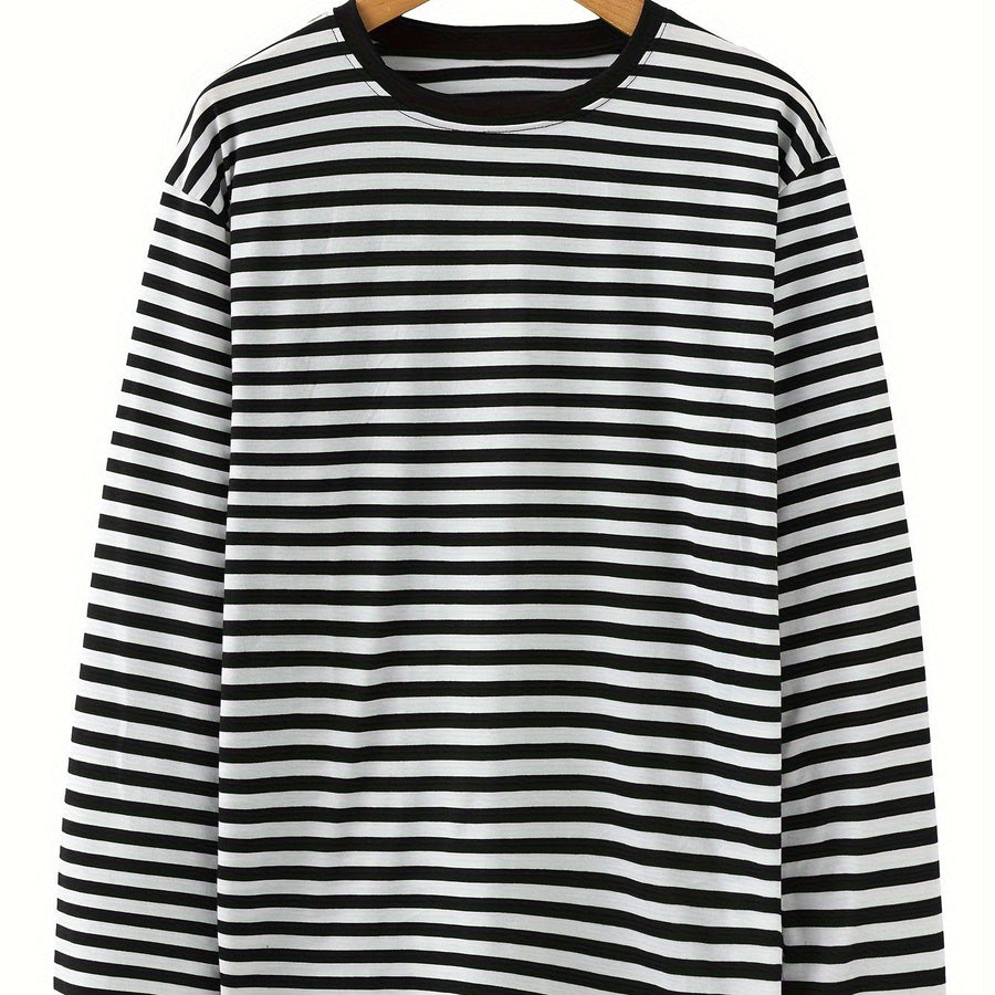 Randig långärmad t-shirt med rund hals