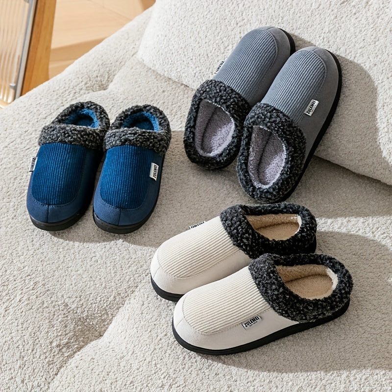 Mjuka tofflor med fuskpälsfoder och ribbad ovandel i textil