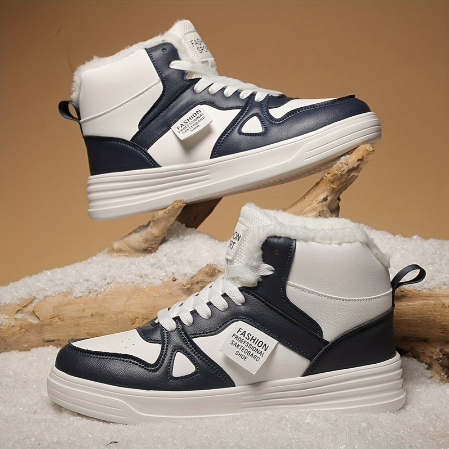 Vinterfodrade sneakers med högt skaft och snörning, tre färger