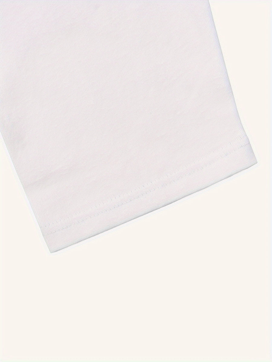 Unisex Långärmad T-shirt i Enfärgad Lös Passform med Rund Hals