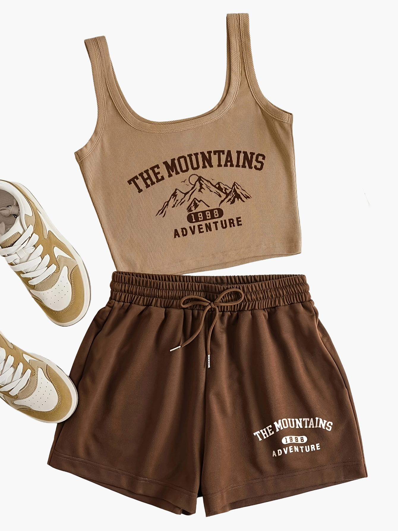Damenset Sportigt Linne och Shorts – The Mountains Adventure – Fritid & Träning