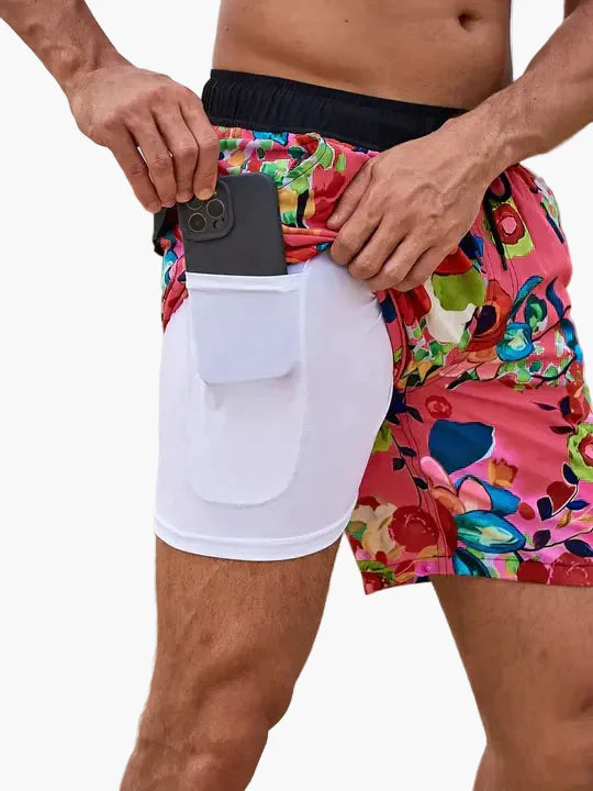 Herrarnas badshorts med innerbyxa – Snabbtorkande, sportig strandstil för aktiva dagar
