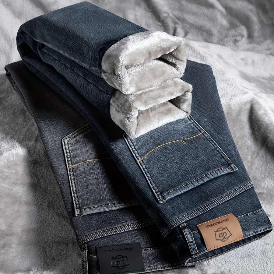 Jeans med foder för herr, blågrå eller mörkgrå