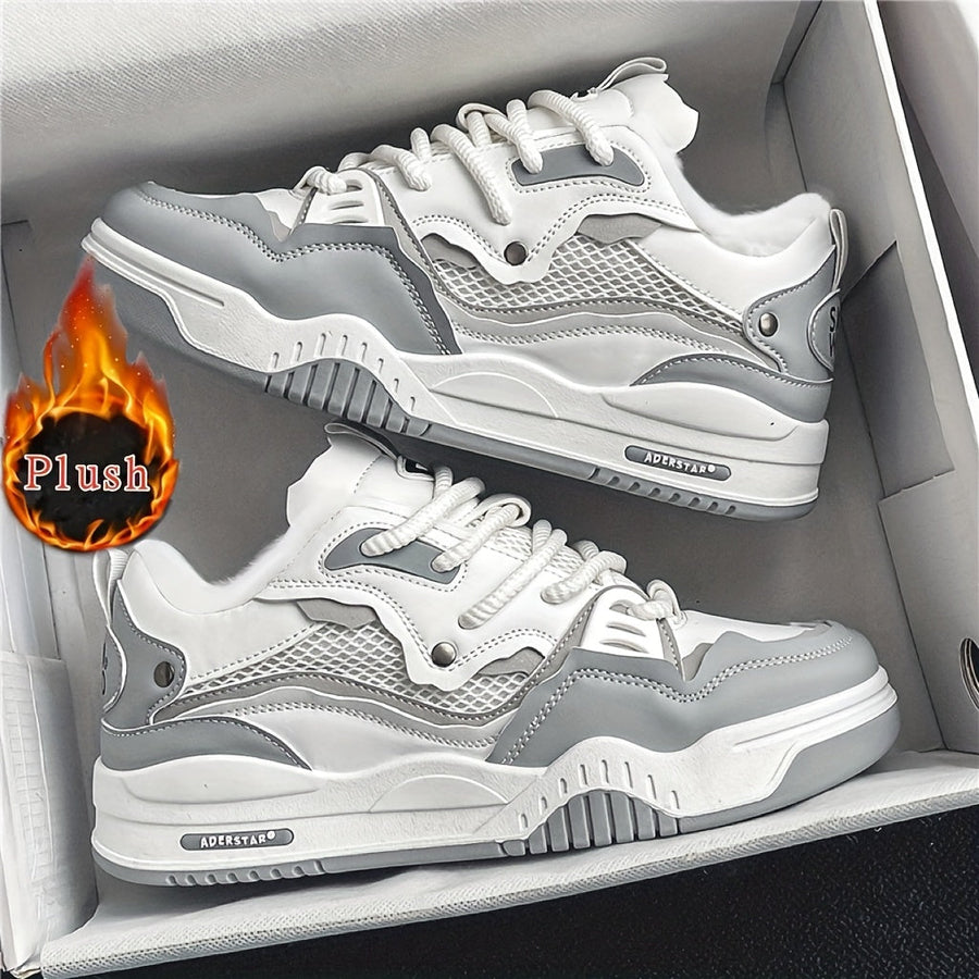Unisex sneakers med tjock sula och plyschfoder, vinter