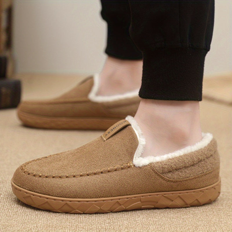 Bruna Inomhustofflor med Mjukt Foder för Herr, Moccasinstil