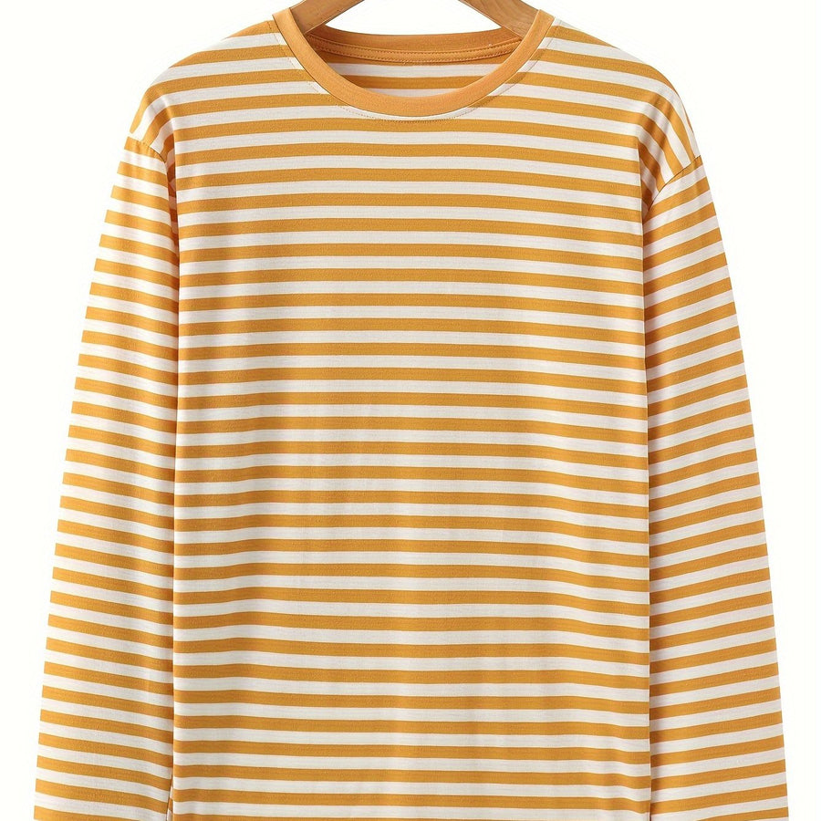Randig långärmad t-shirt med rund hals