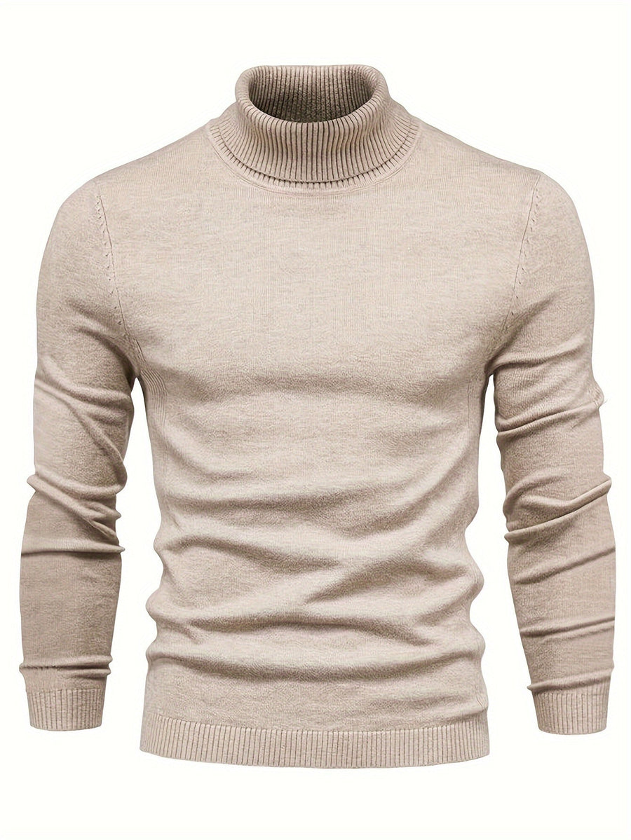 Men’s Classic Ribbed Turtleneck Pullover Sweater