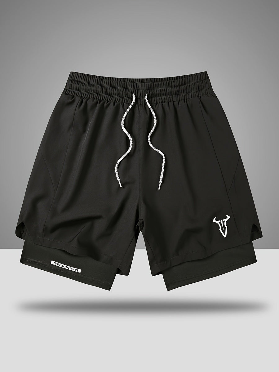 Herr Träningsshorts Sport Regular Fit med Fickor och Geometriskt Mönster