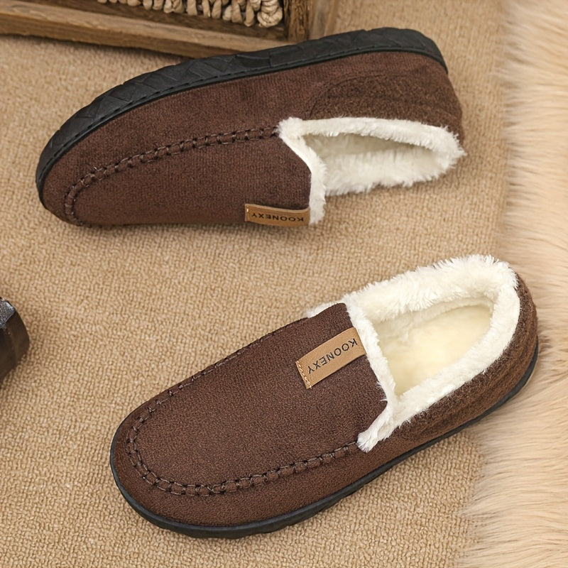 Bruna Inomhustofflor med Mjukt Foder för Herr, Moccasinstil