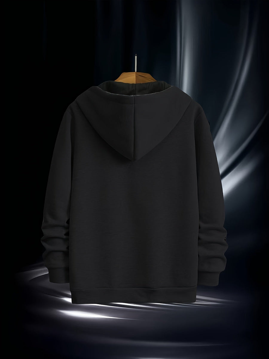 Unisex hoodie med asymmetrisk dragkedja och magficka