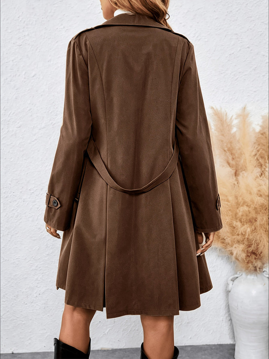 Dam Trenchcoat med Skärp, Dubbelknäppt och Fickor, Flerfärgade