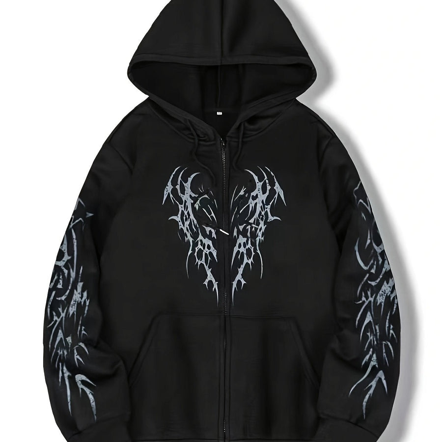 Unisex Hoodie med Dragkedja & Tribalmönster