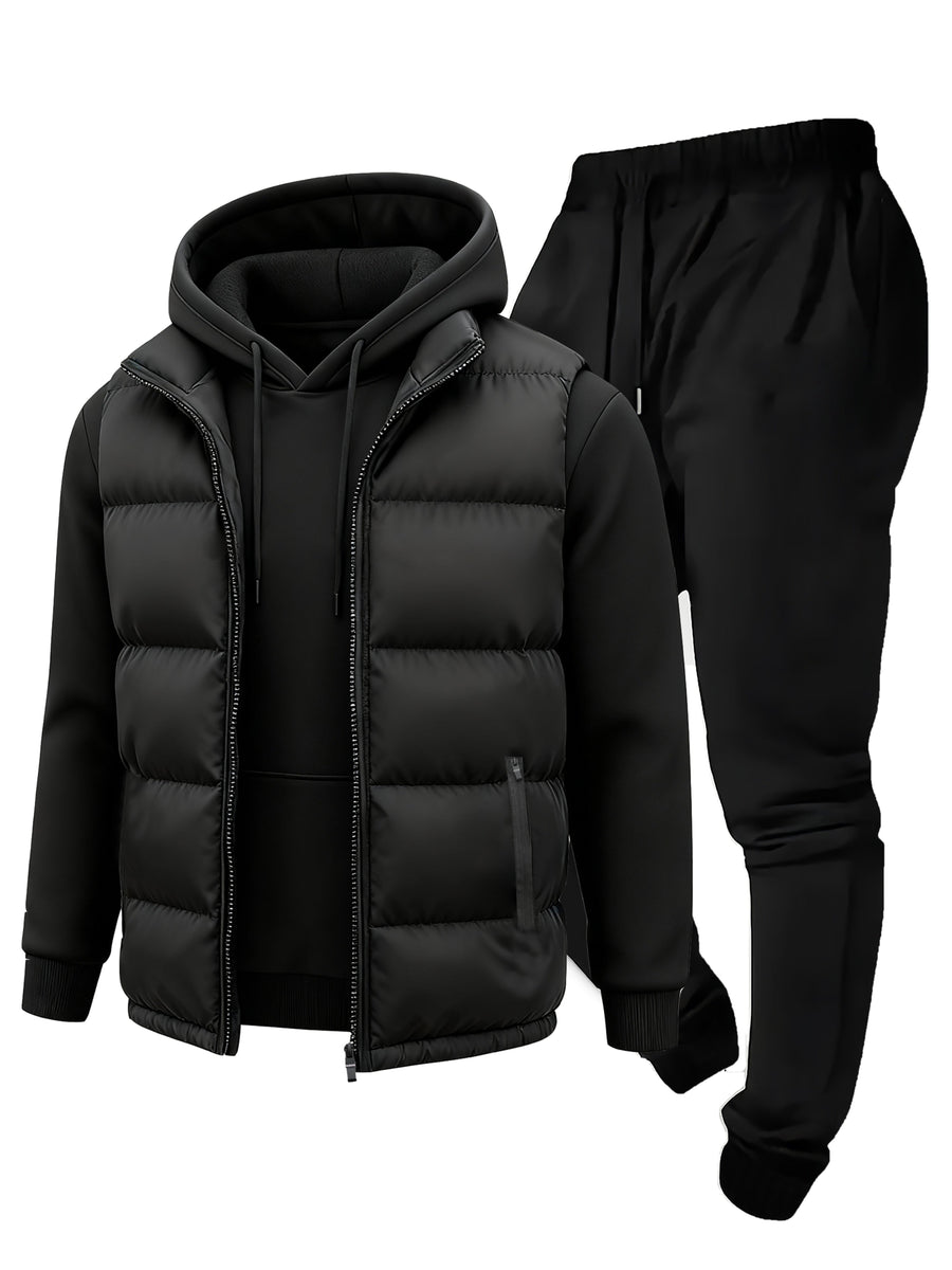 Unisex Träningsset med Vadderad Västdel och Huvtröja i Flerfärgad Design