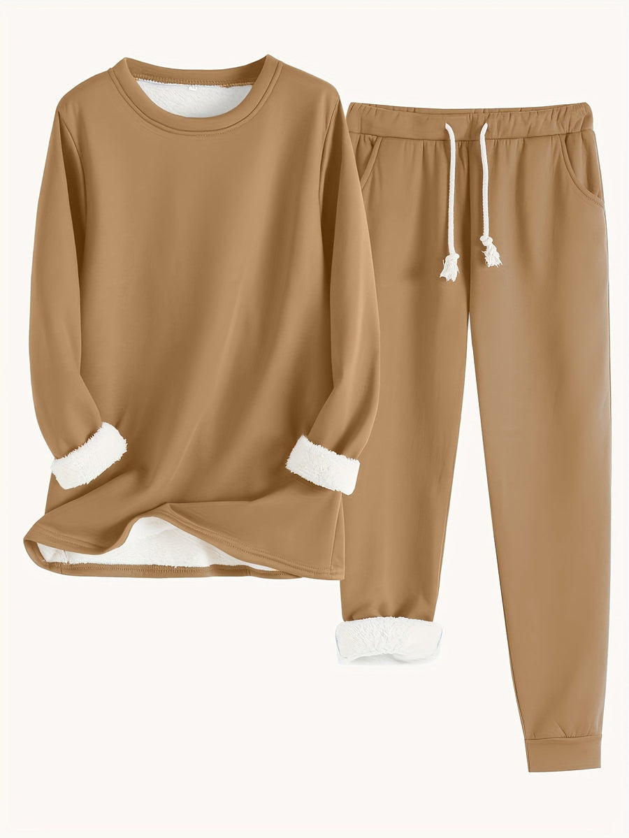 Women's Fleece-Lined Sweatshirt & Jogger Set