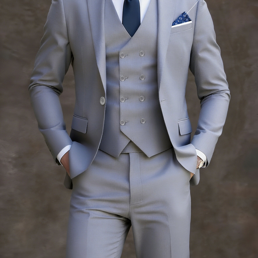 Men's 3-Piece Double-Breasted Slim Fit Suit