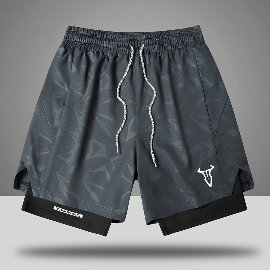 Herr Träningsshorts Sport Regular Fit med Fickor och Geometriskt Mönster
