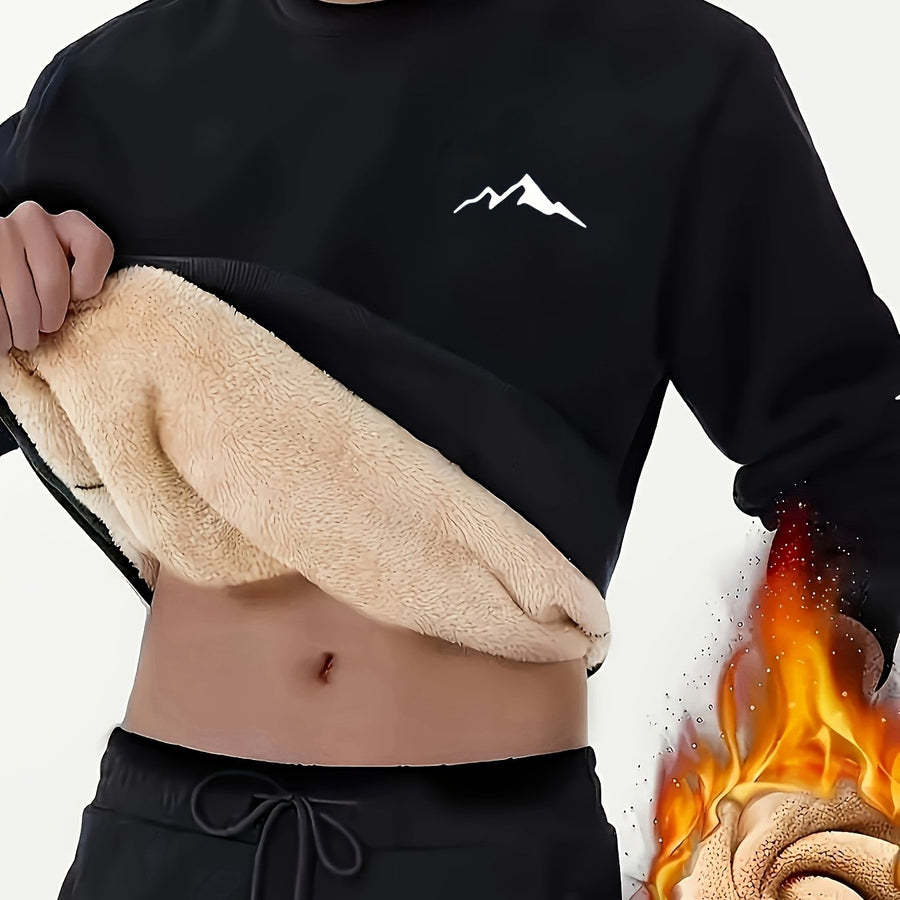 Unisex sweatshirt med borstat foder, bergslogga och rund hals