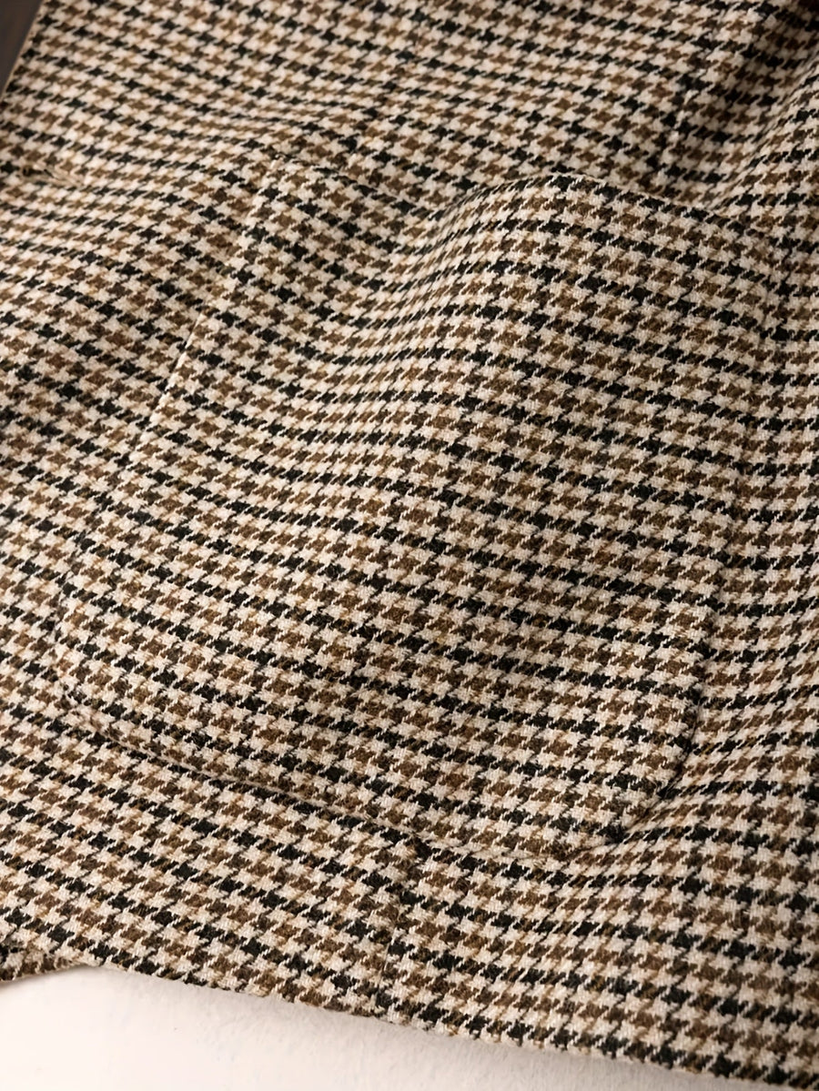 Harris Tweed Kavaj med Fiskbensmönster Herr, Brun Rutig