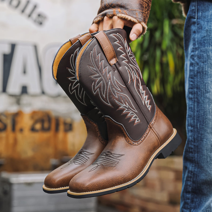 Klassiska herr cowboykängor med broderade detaljer