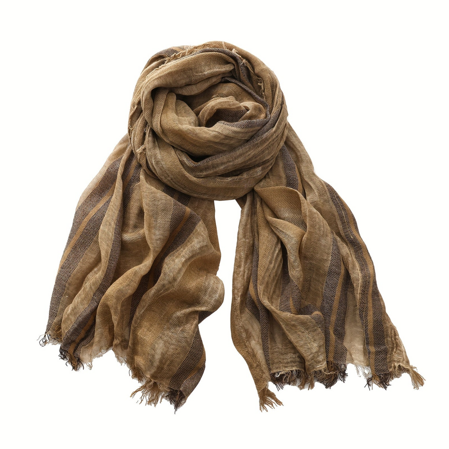 Randig scarf med fransar i mjukt material för unisex