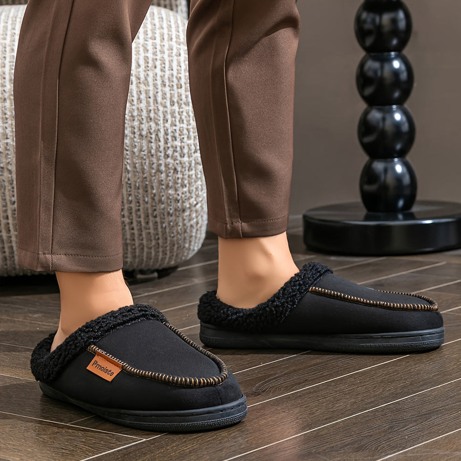 Unisex tofflor med mjukt foder, svart, ljusbrun, grå, i mockaimitation