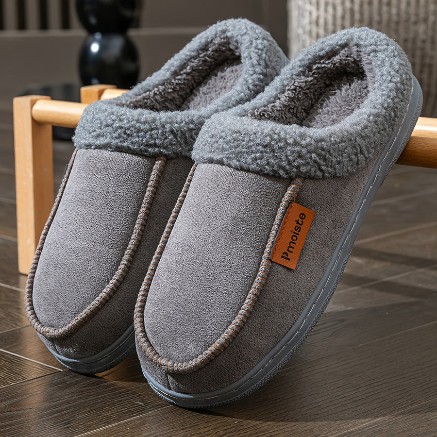 Unisex tofflor med mjukt foder, svart, ljusbrun, grå, i mockaimitation
