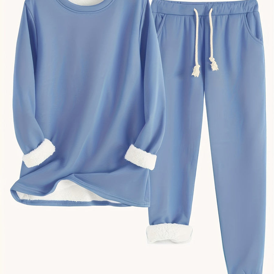 Women's Fleece-Lined Sweatshirt & Jogger Set